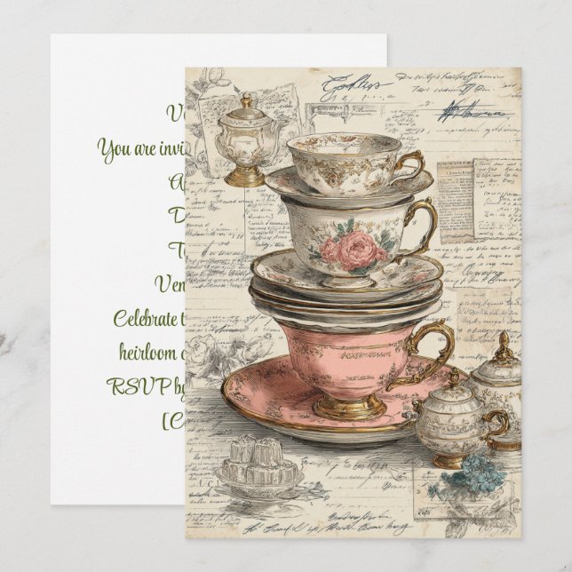Invitation Chine vintage | Charme antique (Devant / Derrière)