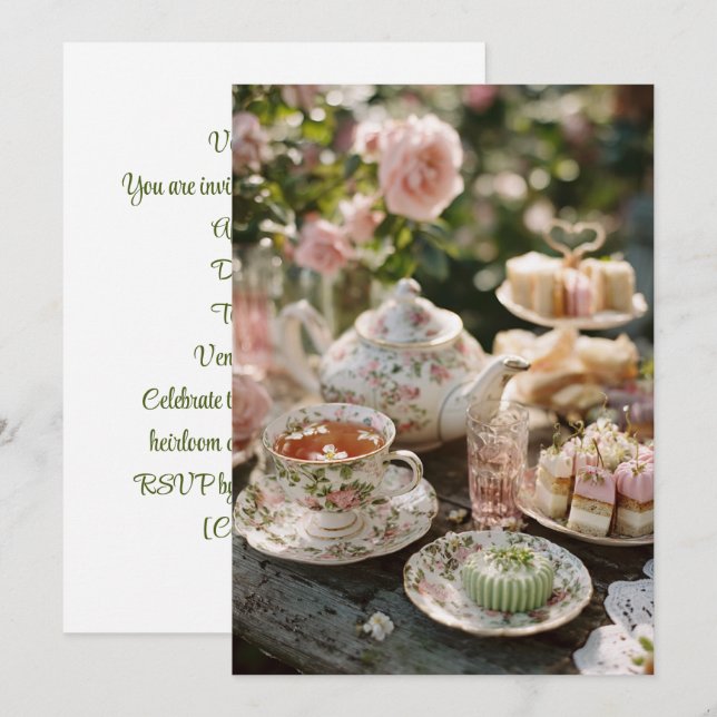 Invitation Chine vintage | Thé intemporel (Devant / Derrière)