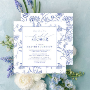 Invitation Chinese Blue & White Vintage Floral Bridal Shower