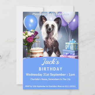 Invitation Chinese Crested Birthday Party