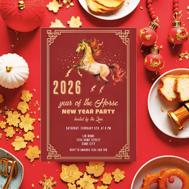 Invitation Chinese New Year 2026 Horse New Year Party (Créateur téléchargé)