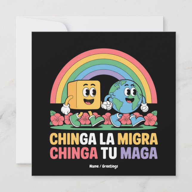 Invitation Chinga La Migra Chinga Tu Maga Funny Arc en ciel (Devant)