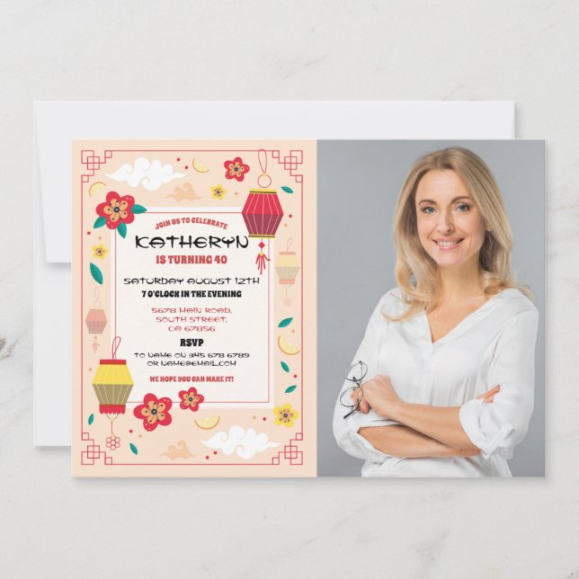 Invitation Chinois Anniversaire Party Restaurant Prendre en p (Devant)