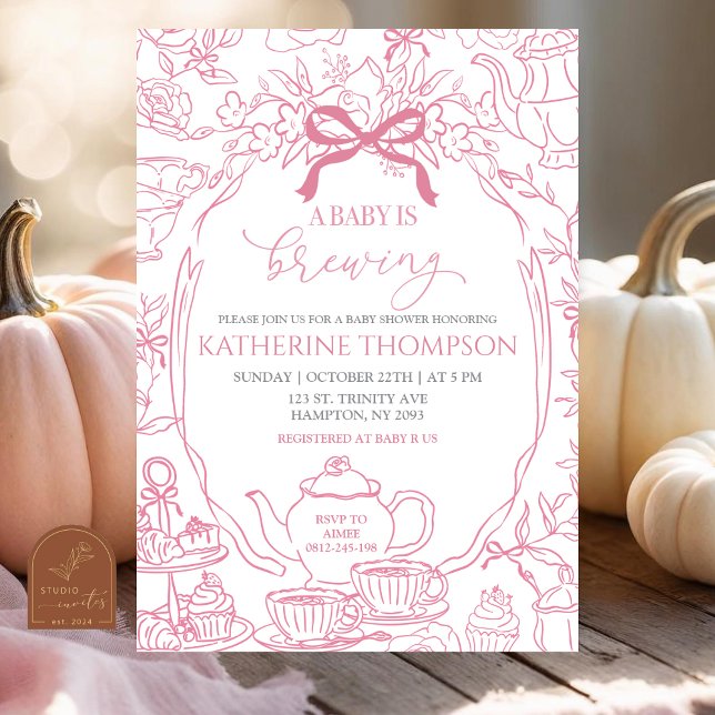 Invitation Chinoiserie Baby brasse du thé Baby shower floral (Créateur téléchargé)