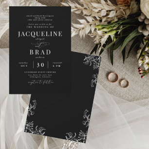 Invitation Chinoiserie Black Elegant Les deux parents Mariage