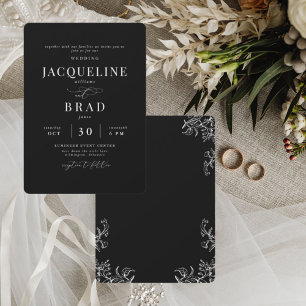 Invitation Chinoiserie Black Elegant Pas de parents Mariage I