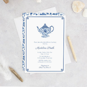 Invitation Chinoiserie Bleue Et Blanche Fête des mariées Tea 