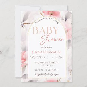 Invitation Chinoiserie Blush Girl Baby shower floral