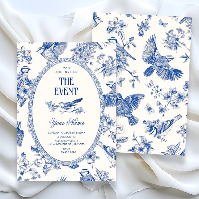 Invitation Chinoiserie botanique floral oiseau  (Créateur téléchargé)