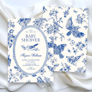 Invitation Chinoiserie botanique florale oiseau baby shower