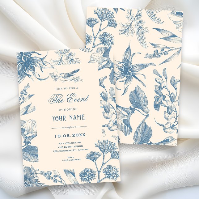Invitation Chinoiserie botanique florale vintage  (Créateur téléchargé)
