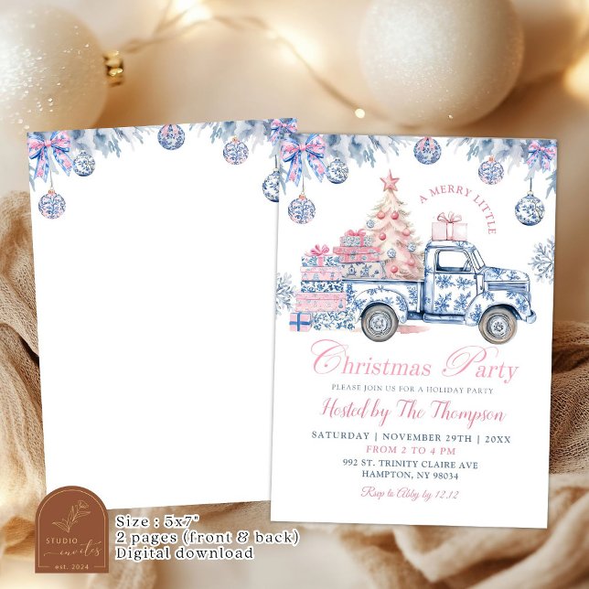 Invitation Chinoiserie Camion Joyeux Petite fête de Noël (Créateur téléchargé)