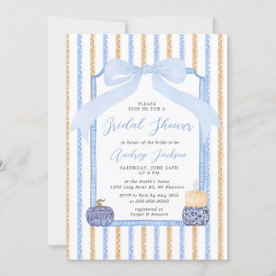 Invitation Chinoiserie Citrouille & Nœud Bleu Mariage Automna