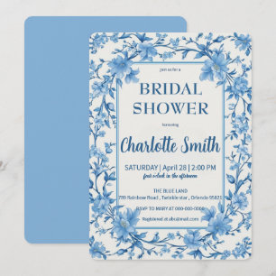 Invitation Chinoiserie d'antiquité de couleur bleue et blanch