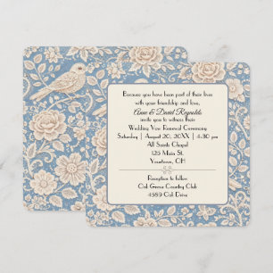 Invitation Chinoiserie de mariage motif oiseau et fleur