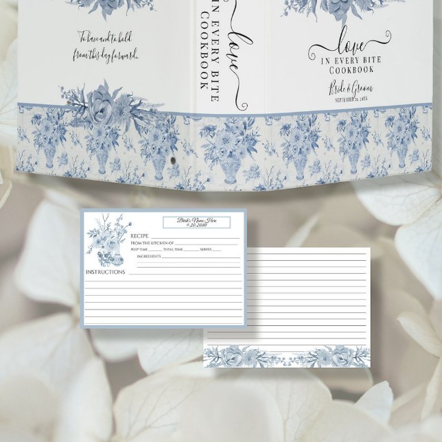 Invitation Chinoiserie Floral Blue et White Bridal Recette (Créateur téléchargé)