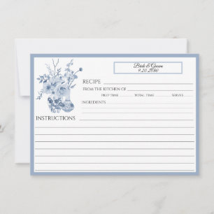 Invitation Chinoiserie Floral Blue et White Family Recette
