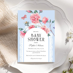 Invitation Chinoiserie florale Baby shower victorien