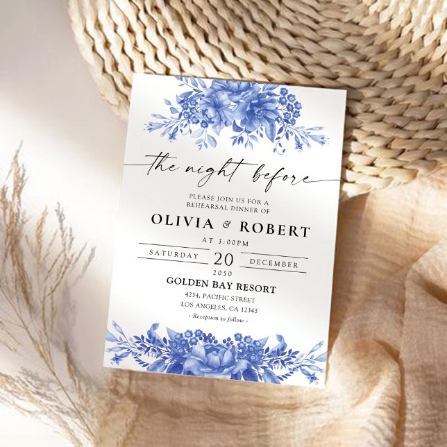 Invitation Chinoiserie Florale De Porcelaine Bleue La Nuit Av (Créateur téléchargé)