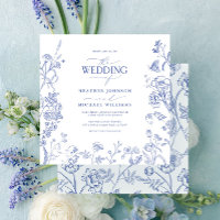 Chinoiserie French Blue Victorian Floral Mariage