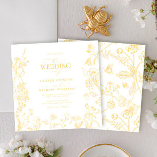 Invitation Chinoiserie French Gold Victorian Floral Mariage