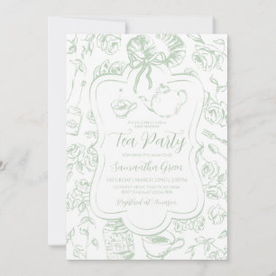 Invitation Chinoiserie Genre Neutre Tea Party Baby shower