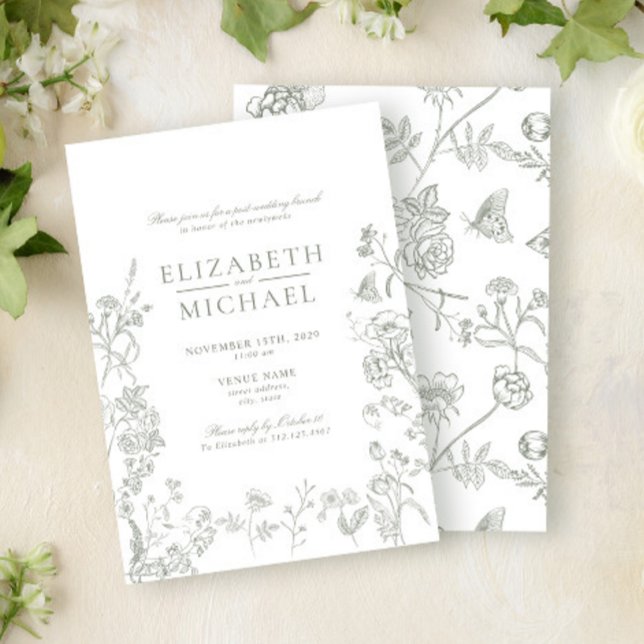 Invitation Chinoiserie Green Victorian Post Mariage Brunch (Créateur téléchargé)