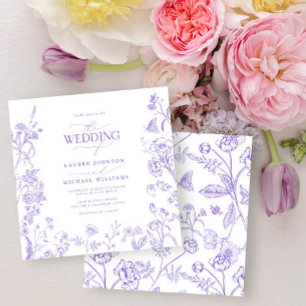 Invitation Chinoiserie Lavender Victorian Floral Mariage