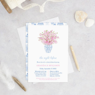 Invitation Chinoiserie Mariage rose Répétition Dîner de bienv