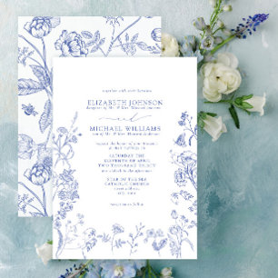 Invitation Chinoiserie officielle Bleu Victorien Floral Maria