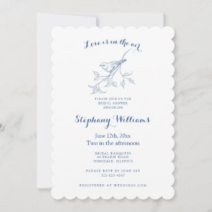 Invitation Chinoiserie Oiseau Bleu Toile Mariage Vintage Show