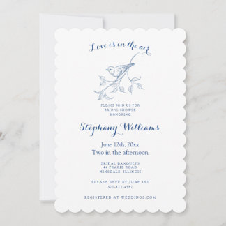 Invitation Chinoiserie Oiseau Bleu Toile Mariage Vintage Show
