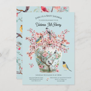 Invitation Chinoiserie Oiseaux Cerisiers Blossoms Baby shower