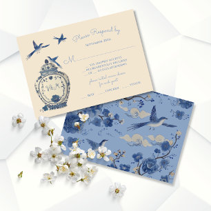 Invitation Chinoiserie Oiseaux Mariage opiaire Réponse RSVP