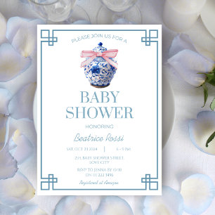 Invitation Chinoiserie Preppy Ginger Jar Baby shower asiatiqu