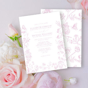 Invitation Chinoiserie Rose Dusty Formel Mariage Floral