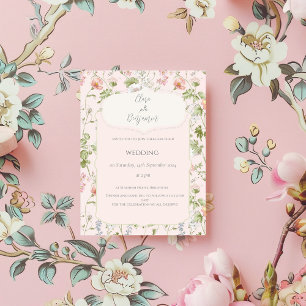Invitation Chinoiserie rose Floral Mariage