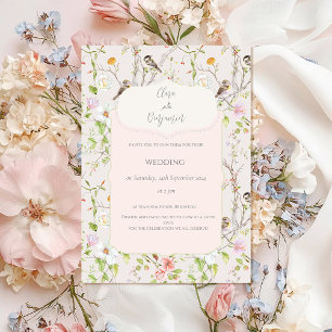Invitation Chinoiserie rose Floral Mariage