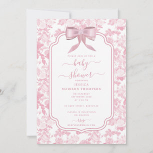 Invitation Chinoiserie rose Floral Rose Baby shower fille