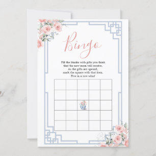 Invitation Chinoiserie rose pâle Ginger Jar Baby Bingo