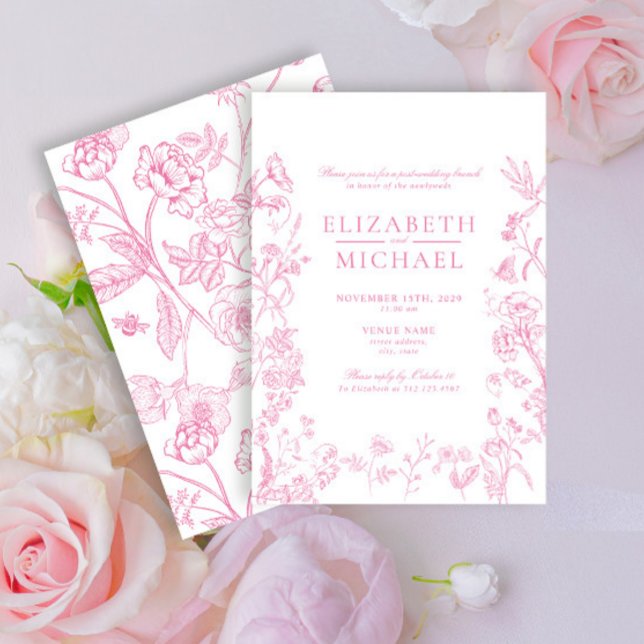 Invitation Chinoiserie rose Victorian Post Mariage Brunch (Créateur téléchargé)