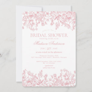 Invitation Chinoiserie rose Vintage Fête des mariées florale