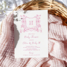 Chinoiserie Russe Bow Floral Crest Baby shower