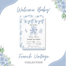 Chinoiserie Vintage Bleue-Invitation Baby shower