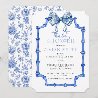 Invitation Chinoiserie Vintage Bow et Baby shower de cadre