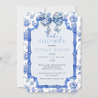 Invitation Chinoiserie Vintage Bow et cadre Baby shower Invi