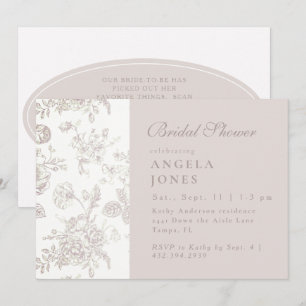 Invitation Chinoiserie Vintage Neutre Shower de Mariée