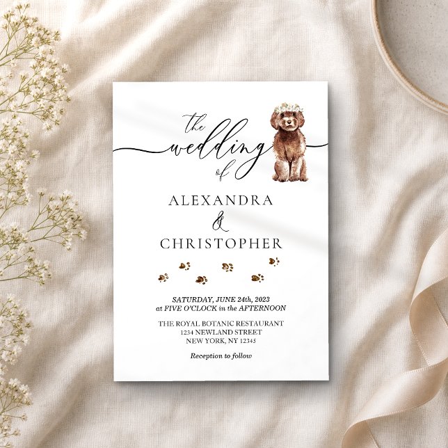 Invitation Chiographie de mariage de chiot Cavapoo marron (Créateur téléchargé)