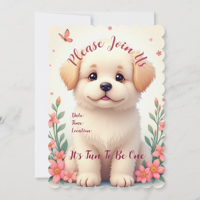 Invitation Chiot adorable (Dos)
