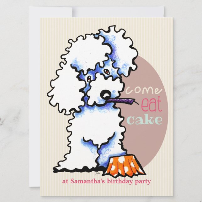 Invitation Chiot Anniversaire Poodle Girl Off-Leash Art™ (Devant)